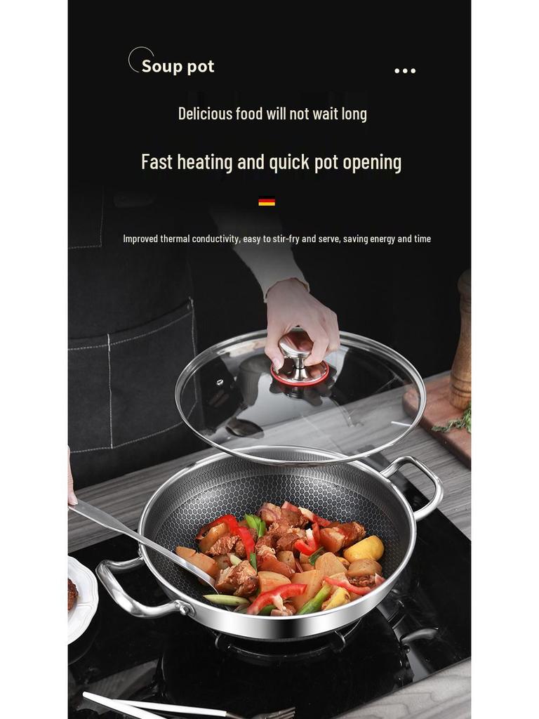 Doppelseitiger Antihaft-Wok mit Wabenstruktur für alle Herdarten