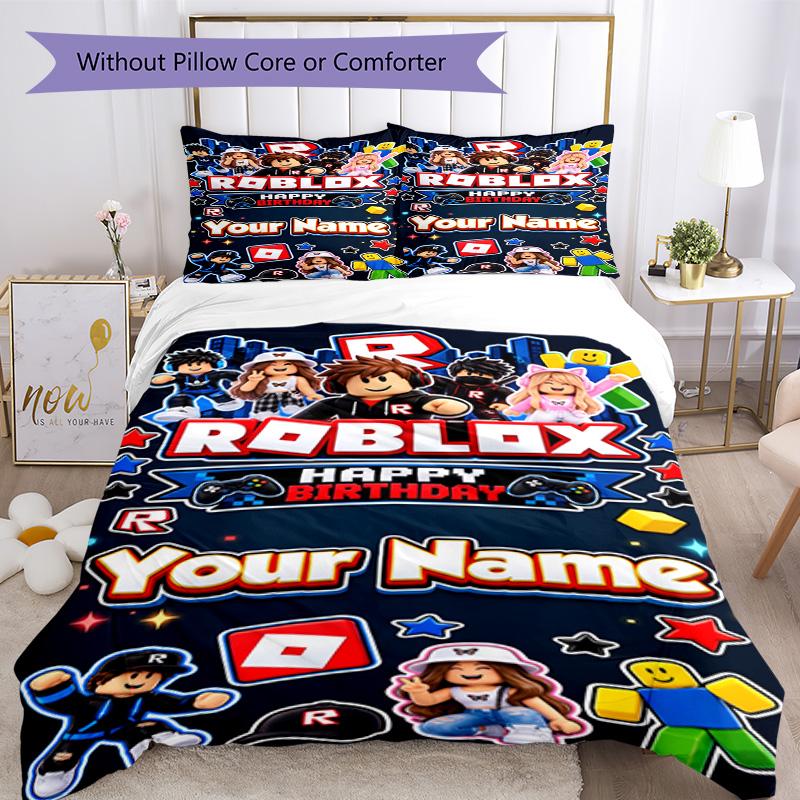 Roblox Customizable Name Bed Sheet Set Design for Study room Machine Washable Custom Room Decor Birthday/Christmas GiftSpiritual Gift