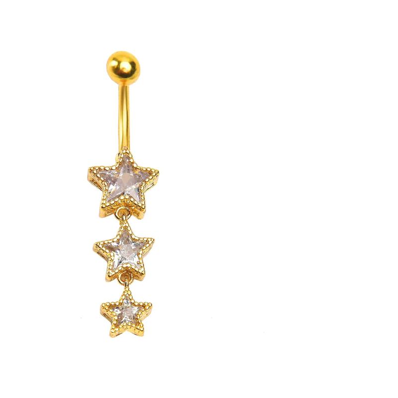 Crystals Star Dangled Belly Button Rings Stainless Steel Dainsty Zircon Navel Ring Belly Piercing Body Jewelries