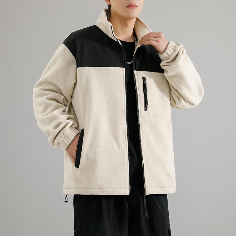 Huili Autumn/Winter American Style Color-Block Fleece Jacket