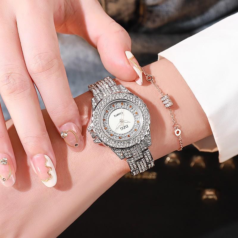 Watch Women'S Simple Temperament Wind Light Luxury Retro Hole Color Shell Surface Watch Large Rhinestone