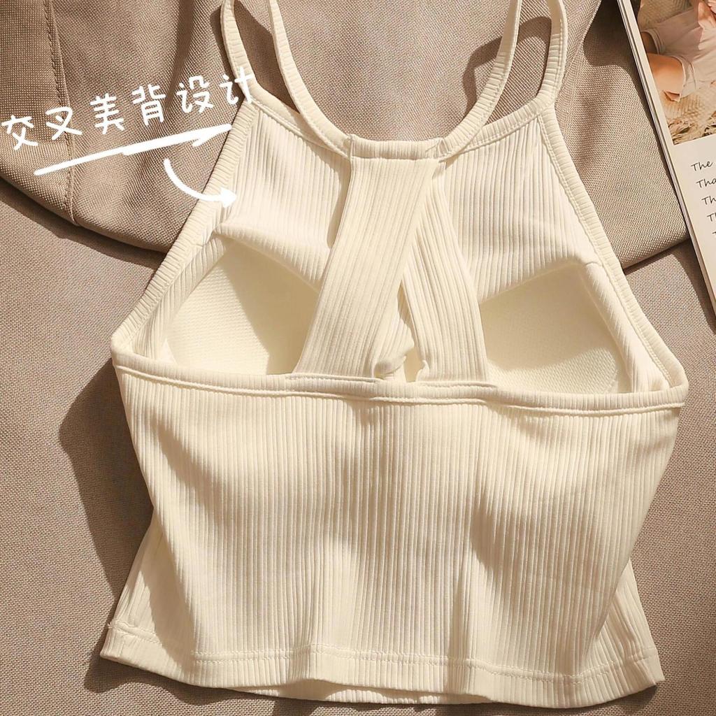 2026 Trendy Halter Neck Camisole with Chest Pads and Stylish Back - Women's Integrated Bra Top