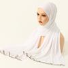Ramadan Rhinestone Modal Cotton Jersey Hijabs For Woman Long Muslim Scarf Shawl Plain Soft Turban For Women Islamic Clothing