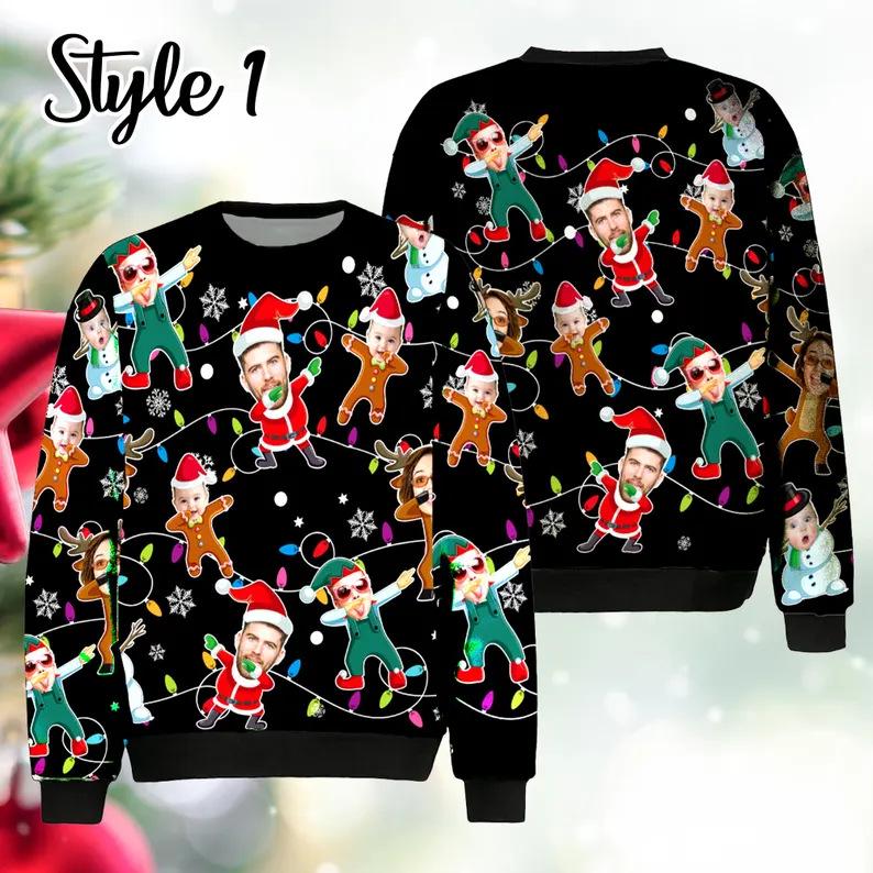 European & American 3D Christmas Avatar Round Neck Long Sleeve Hoodie for Men