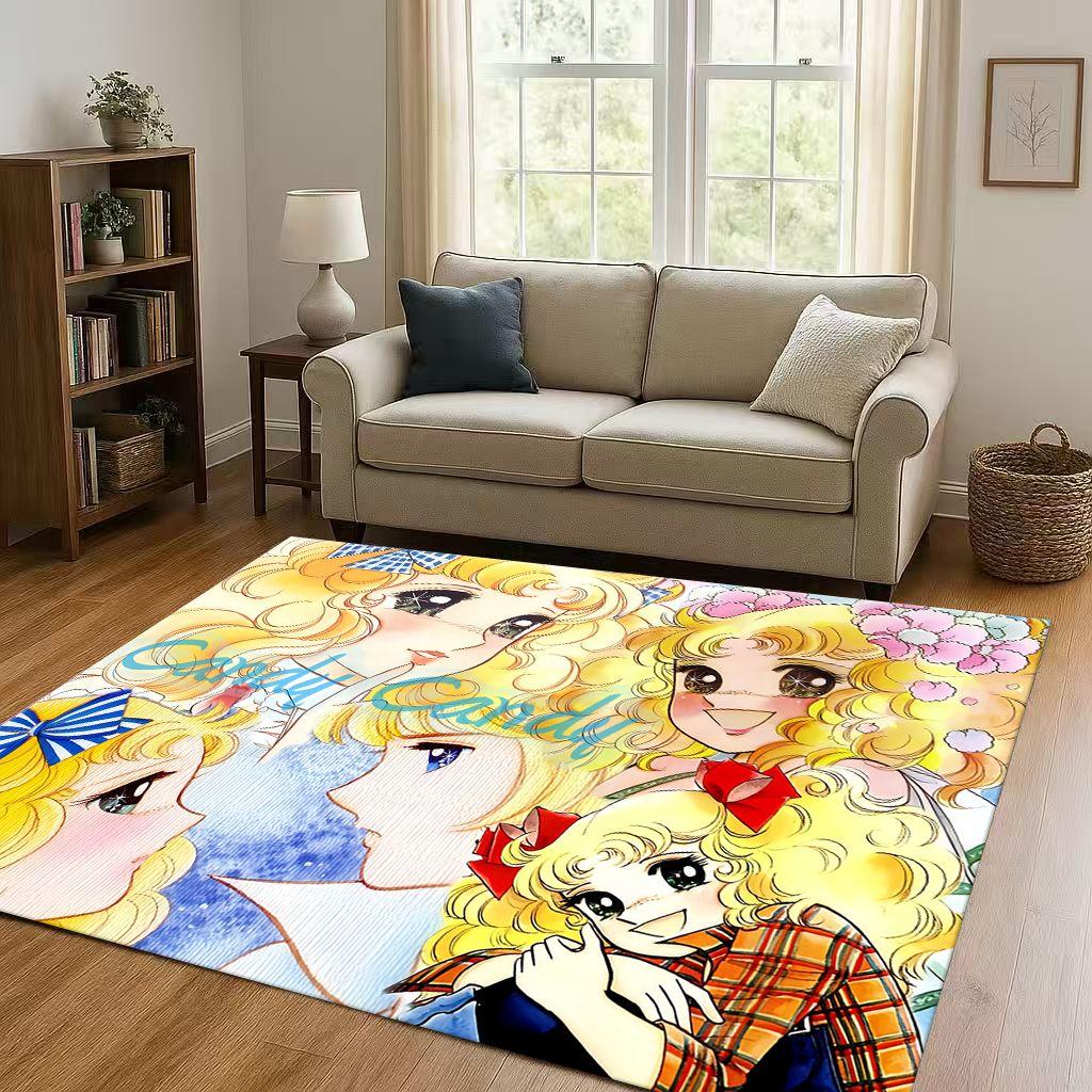 Cartoon Candy Candy Sweet Girl Anime Room Non Slip Area Rug Soft Carpet for Bedroom Playroom Sofa,Easy Clean Home Decor Doormat