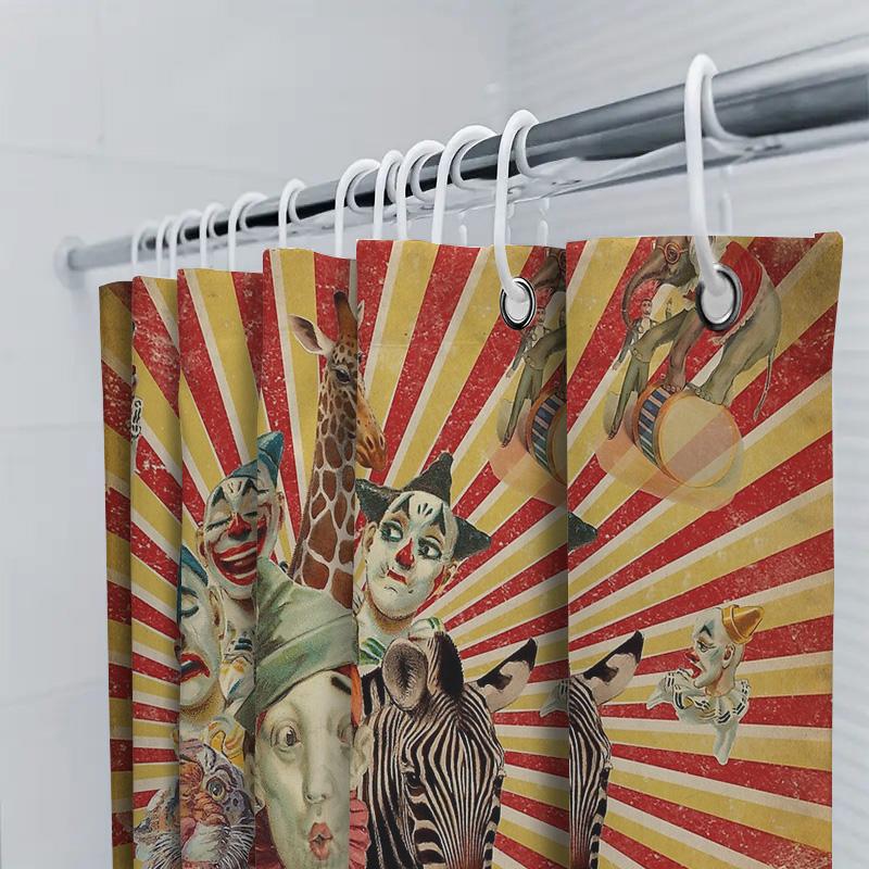 Unframed Vintage Circus Tent Shower Curtain Set Bathroom Decor Hippie Psychedelic Backdrop Tapestry Home Decoration Wall Hanging