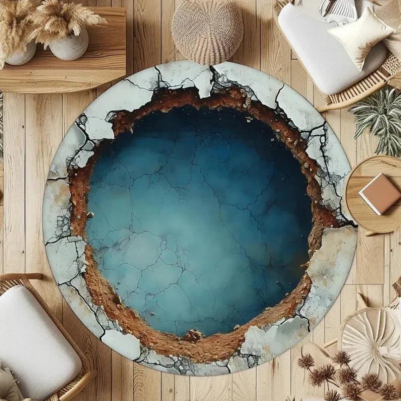 3D Optical Illusion Crack Vortex Deep Hole Carpet Decor Floor Mat Bedroom Leisure Area Carpets Sofa Soft Bedside Non-slip Rugs