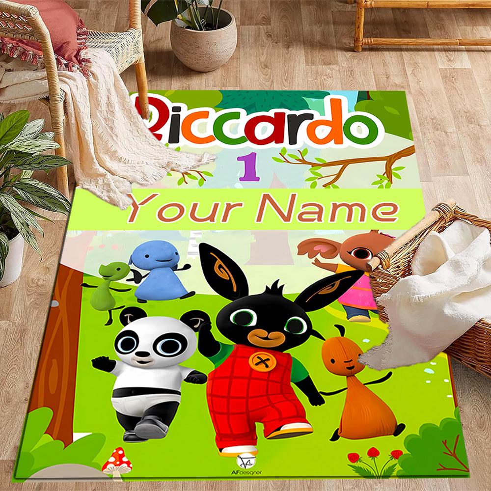 Bunny Friend Personalized Text Floor Mat Perfect for Balcony Hallway Decorate room Living Rooms Anti-slip Rug Anime Office Decor Best for Christmas