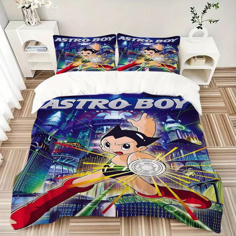 Astro Boy Print 3Pcs Bedding Set,Duvet Cover with 2 Bedro,Pillowcase Home Birthday Gift