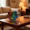 Transparent Glass Rainbow D20 Dice Mug with Handle Fantasy Themed Polyhedral Dice Coffee Cup Game Mug for RPG Lovers