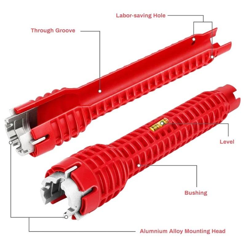 14-in-1 Sink Faucet Wrench with Anti-Slip Handle,hand tools,Dual-Head Plumbing Spanner for Bathroom & Water Heater Repair