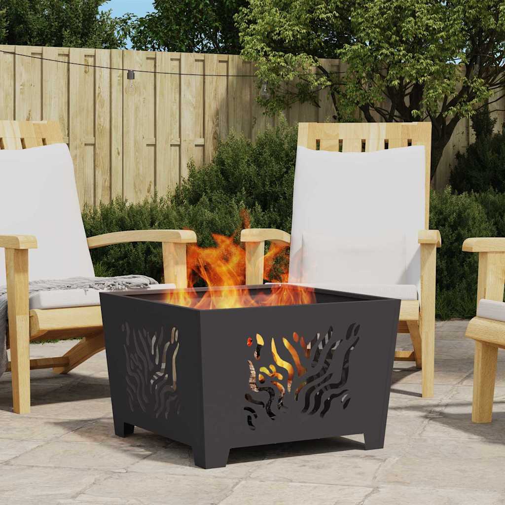 Fire Pit Black 60 X 60 X 40 Cm Steel