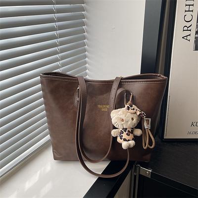 Retro Texture Large Capacity Underarm Tote Bag Women's Bag New Fashion Contrasting Color Single Back Commuter Bag