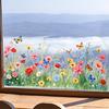 Spring Summer Flower Butterfly Window Cling Colorful Floral Window Sticker Removable Double-Sided Static Decals for Home Office Classroom Decor