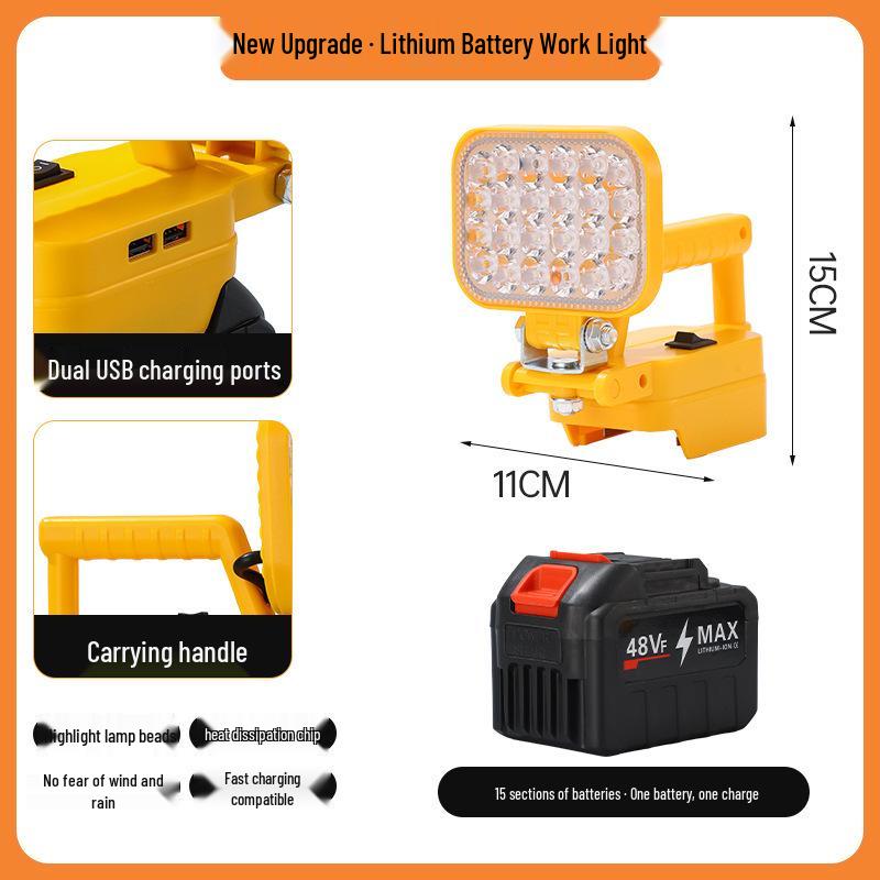 Portable Emergency Lithium Battery Floodlight for Camping, Construction, and Car Repairs