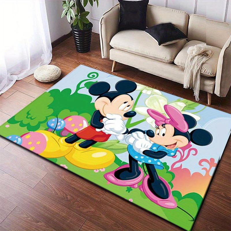 1 ks koberečku s motivem Mickeyho a Minnie, protiskluzová podložka, design kreslených postaviček, měkký samet, dekorace do místnosti, omyvatelný