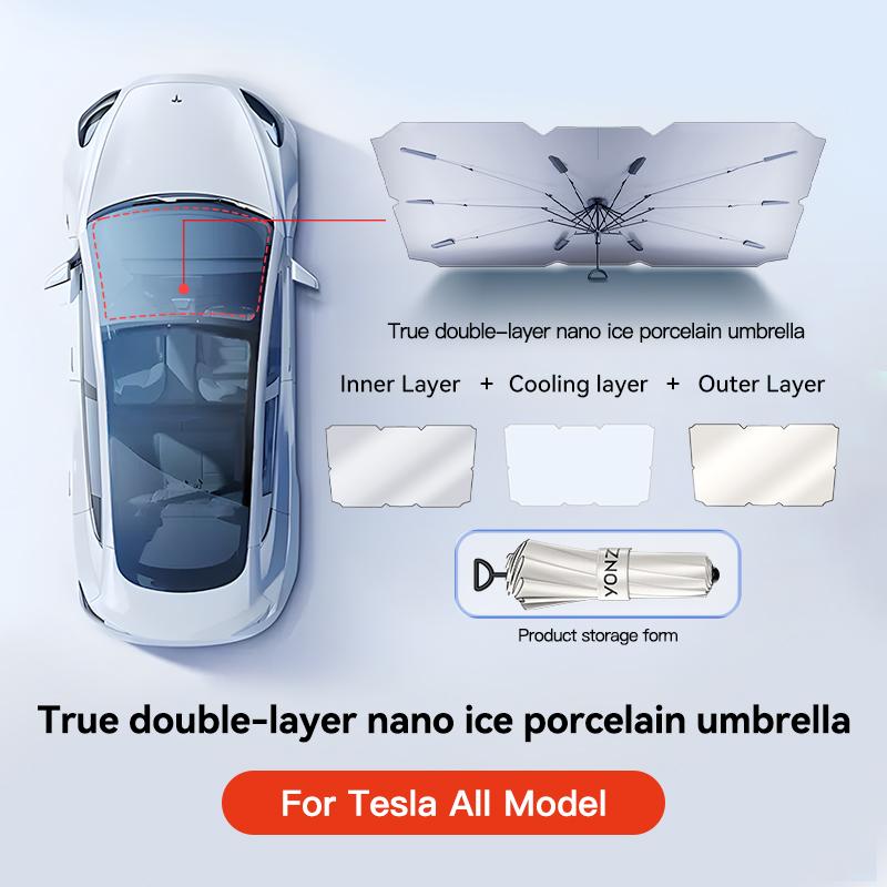 YZ Tesla Parasol na Szybę Osłona Krawędzie Obszyte Osłona Parasol Samochód Letnia Ochrona Przed Słońcem Osłona Przeciwsłoneczna na Przednią Szybę