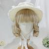 Chrysanthemum Straw Hat Bow Ribbon Sunshade Hat Lolita Girl Maid Cosplay Lace Pastoral Hat For Women Gift