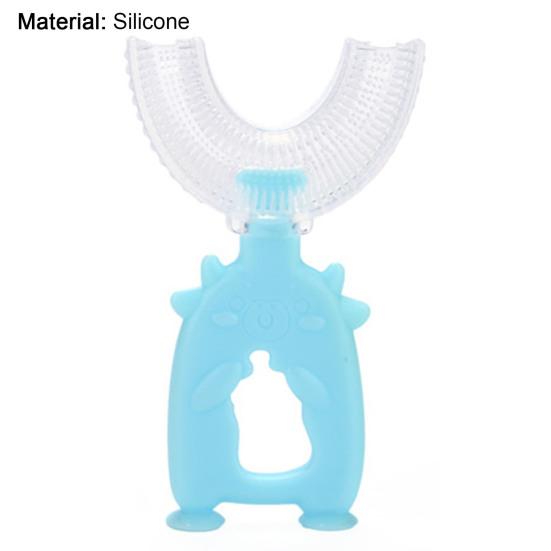 U-Shape Children Toothbrush Cow Design Silicone Bright Colored Newborn Toothbrush for Home