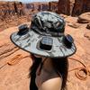 Adjustable Solar Fan Cap Sun Hat with Detachable Design, Three Fans UPF 50+ Bucket Battery Backup Hat, Fit Outdoor Cooling Type-C Charging, Power With