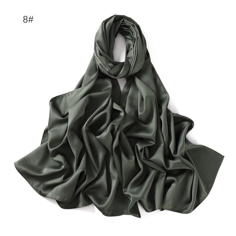 New Luxury Medine Silk Scarf For Women Muslim Plain Hijab Long Shawls Big Size Headscarf Wraps Islamic Turban Headband Bandana