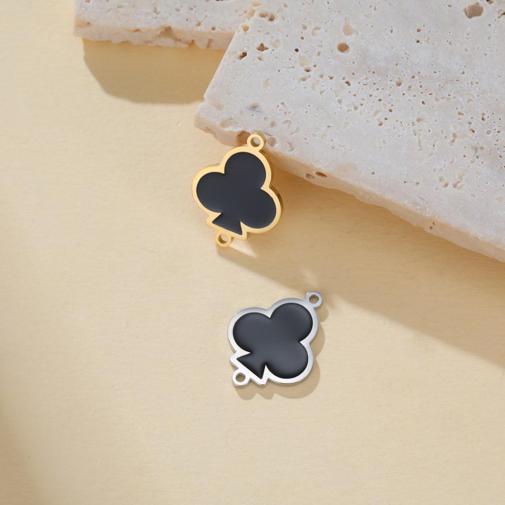 Cazador Enamel Poker Cards Charms for Jewelry Making Stainless Steel Gold Color Spade Pendant for Necklace Bracelet Accessories