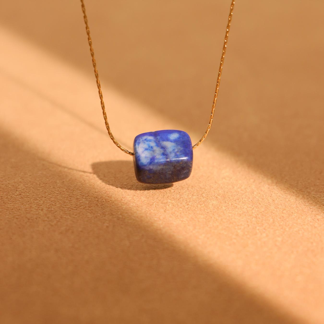 

316 Stainless Steel Gold-Plated Fine Chain Fashion Necklace Square Natural Turquoise Pendant Necklace Women s Charm Zircon 45cm