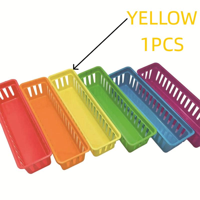 Stackable Storage Tray Colorful Plastic Pencil Basket Classroom Organizer For Pencils Crayons Small Stationery Desk Organization