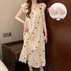 2026 Summer Princess Style Woven Cloud Cotton Nightgown with Chest Pads - Women's Long Skirt & Square Neck