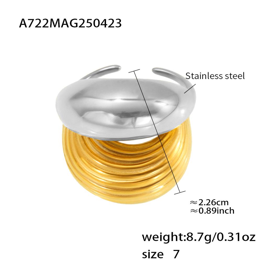 Two Layer Chunky Rings In Stainless Steel With 18k Gold Plated Waterproof Non Tarnish Open Ring For Women