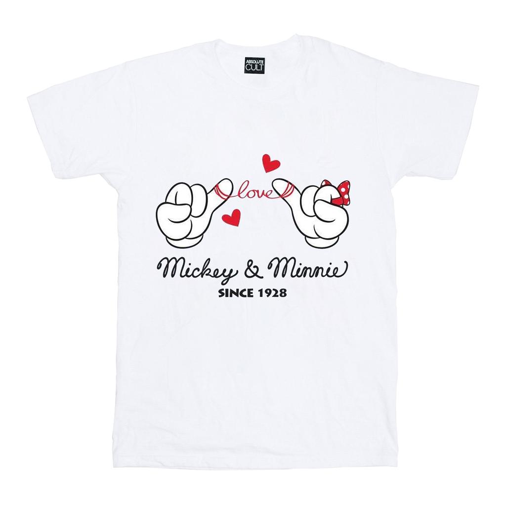 Disney Womens/Ladies Mickey Mouse Love Hands Cotton Boyfriend T-Shirt