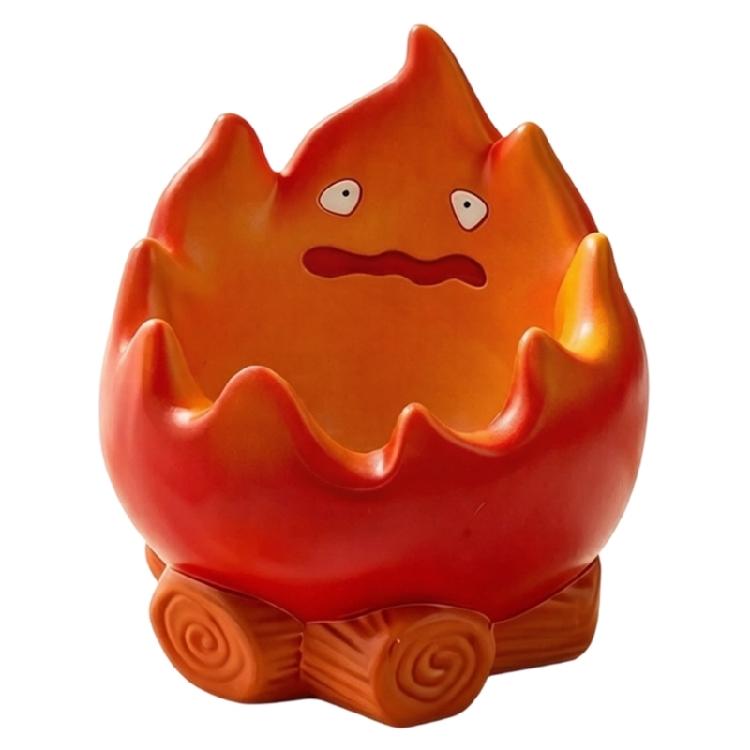 Eye Catching Flame Themed Statue Candy Dish Resin Decorative Bowl For Keys Coin And Everyday Essential