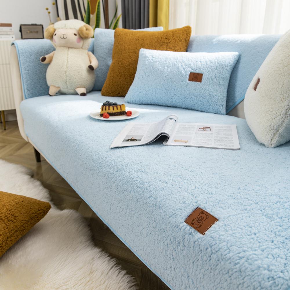 Amazon Lamb Wool Sofa Cushion Winter Thickened Cushion  New Non-Slip Living Room Cover Seat Cushion