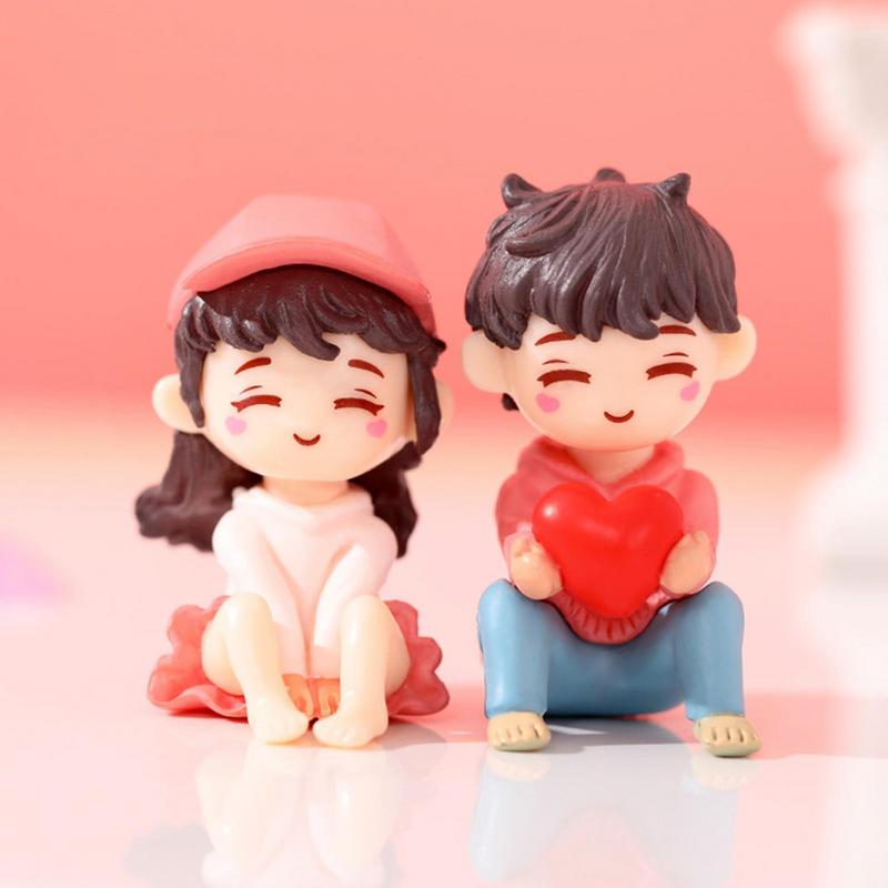 Creative Couple Figures Girl Boy Heart Sweety Lovers Couple Ornament For Figurines Miniature Home Decoration