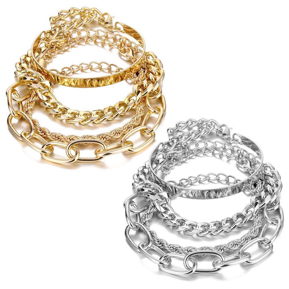 

Punk Curb Jewelry Adjustable Boho Bangles Metal Twisted Rope Hip Hop Chunky Chain Bracelets