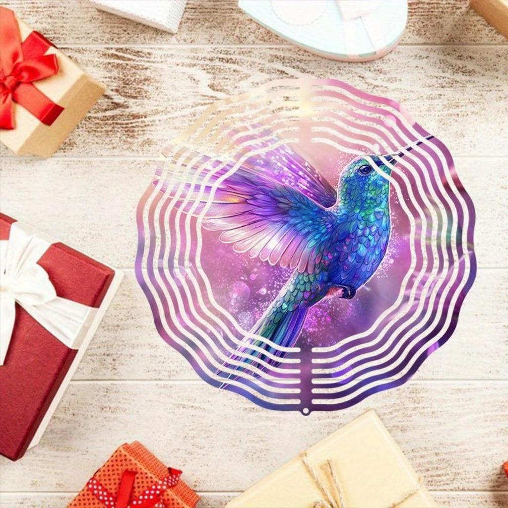 Hummingbird Wind Spinner Outdoor Garden Decor Vibrant Metal Hanging Art for Yard Patio Reflective Design Thanksgiving Decoration