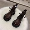 Short Boots, Platform Women's Autumn and Winter Soft-soled Single Boots, New British-style Martin Boots, European Station Versatile, 2025 Fleece Fash