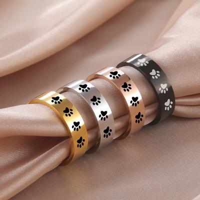 Lover Titanium Steel Cute Cat Paw Rings Jewelry