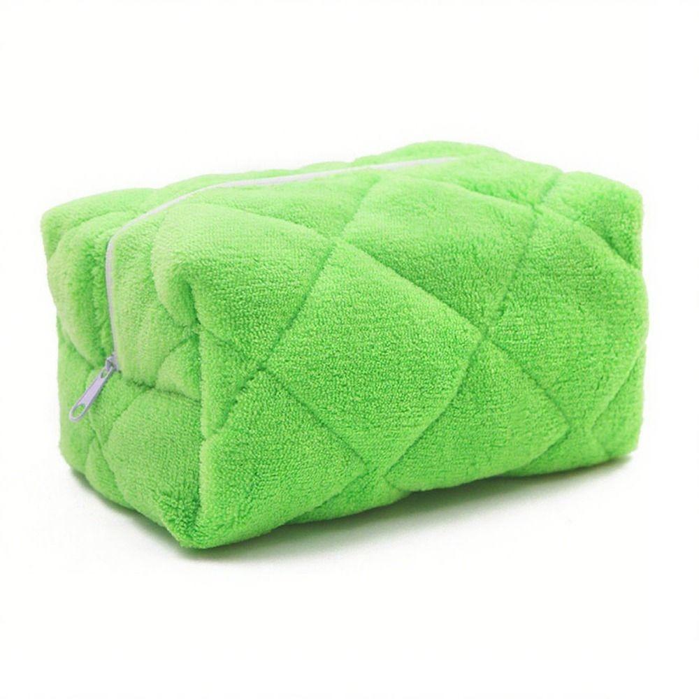 

Плюшевый материал косметичка однотонная сумка для туалетных принадлежностей универсальный дорожный органайзер несессер зелёный