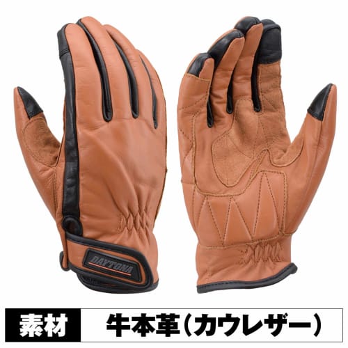 Daytona Motorcycle Gloves Spring/Summer/Autumn/Winter Genuine Leather (Cowhide) Compatible with Smartphones Cow Leather Standard Gloves HBG-109 Brown
