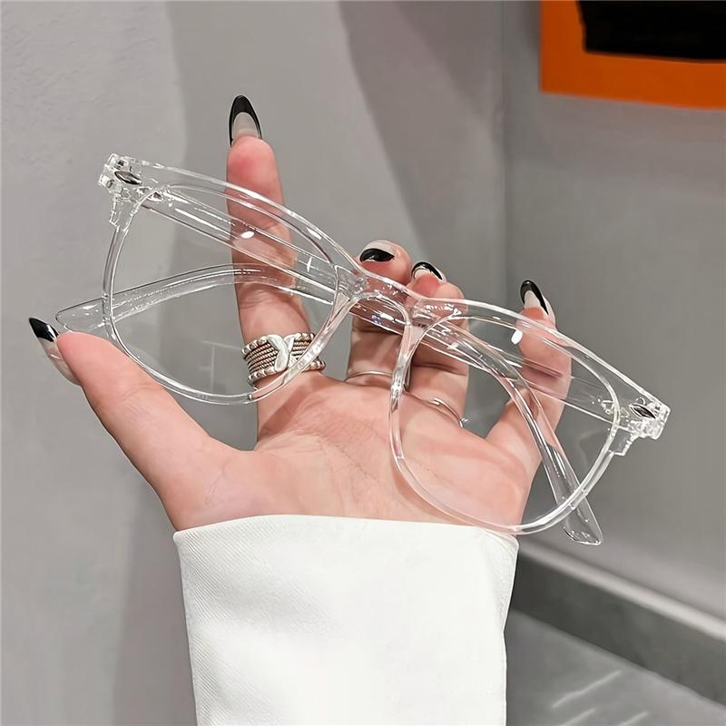 Anti-blue Light Glasses Frame for Women Men with Regular Eyeglass Frame Finished Retro Transparent Flat Light Frame