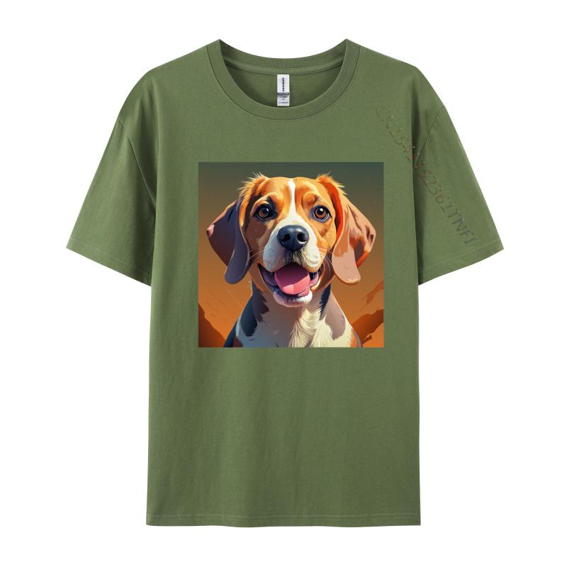 Beagle Bliss Tshirt Funny TShirts Prevailing Mens Tees Normal Top Tshirts Cotton Green And White Graphic T Shirt
