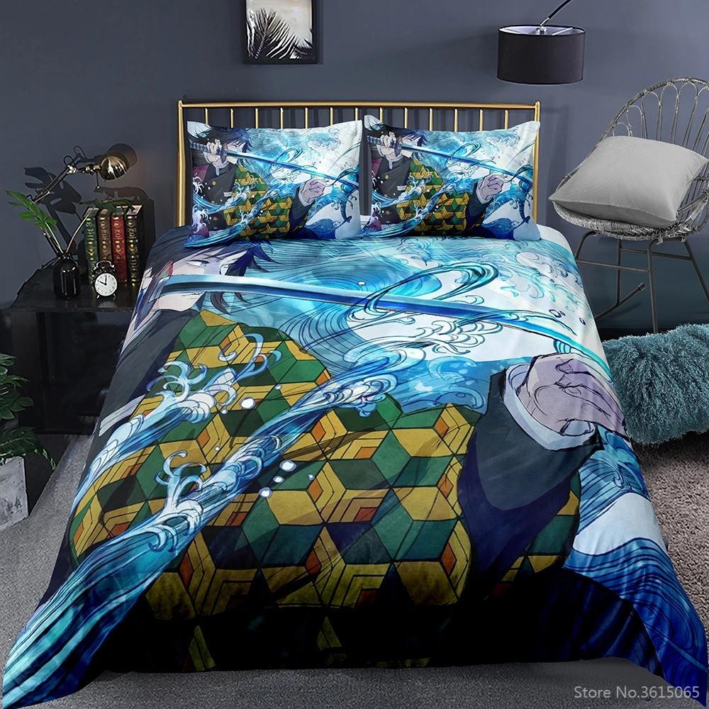 Popular Anime Demon Slayer 3D Bedding Set Duvet Cover Pillowcase Bedding Set Bedclothes Bed Linen Set Twin Full Queen King Size