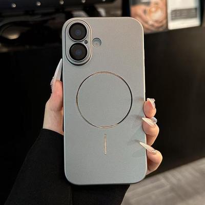 Dünne Metallische Farbe Magnetisch Für Magsafe Hülle Für iPhone 16 15 14 13 Pro Max Linsenschutz Kabelloses Laden Stoßfest PC Hülle