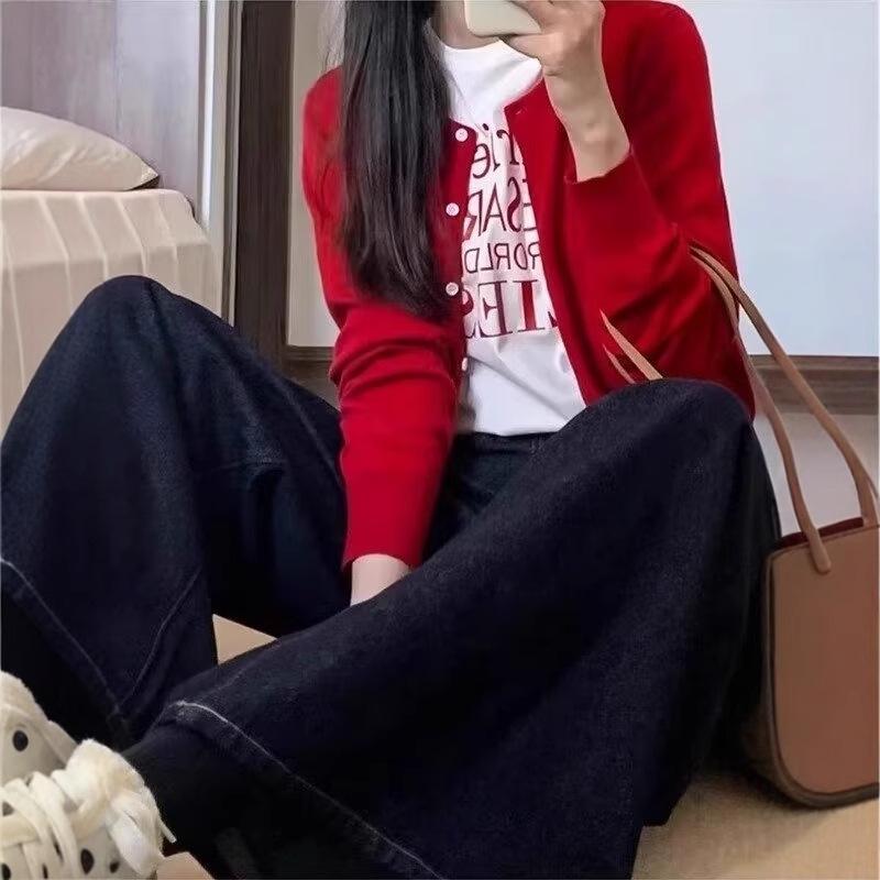 Women's Dark Blue Winter Plus Size Velvet-Enhanced Straight Leg Jeans - Slimming Wide-Leg Fit