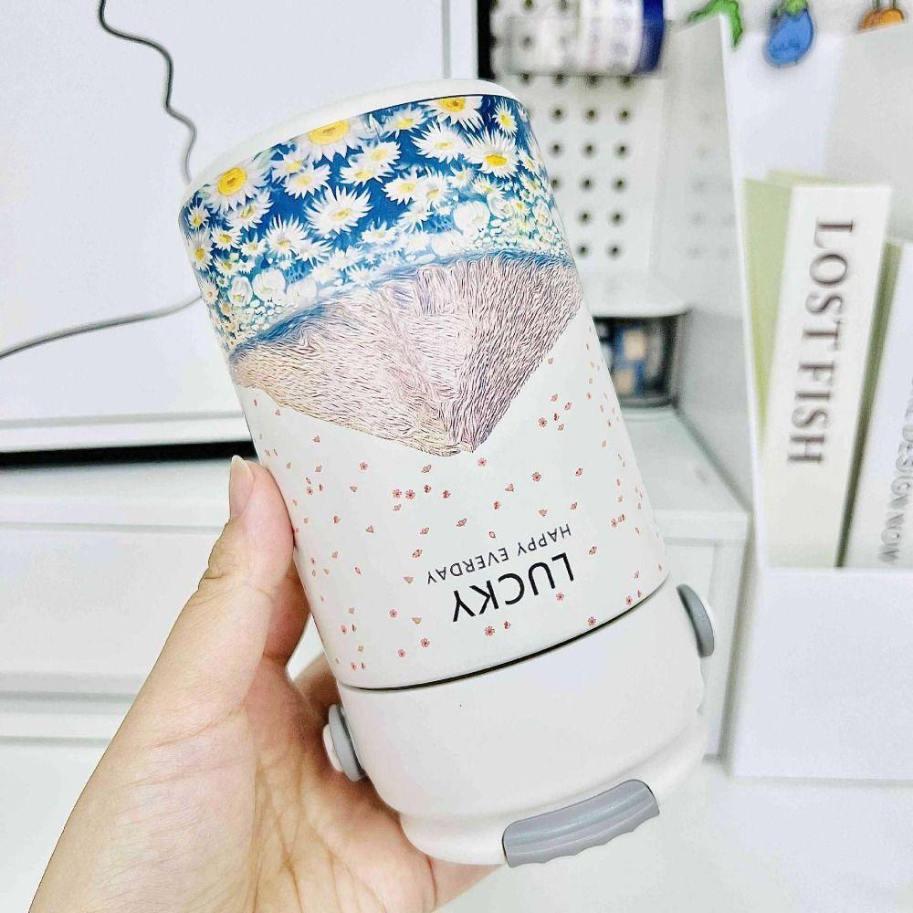 Insulated Hand-held Thermos Cup 316 Stainless Steel Straw Thermal Water Bottle  Practical Gift