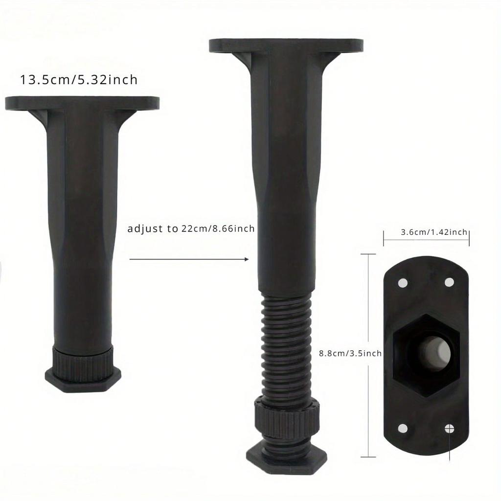 4pcs Adjustable Height Center Bed Support Legs Furniture Legs for Drop Shelves, Frames, Slats and Risers