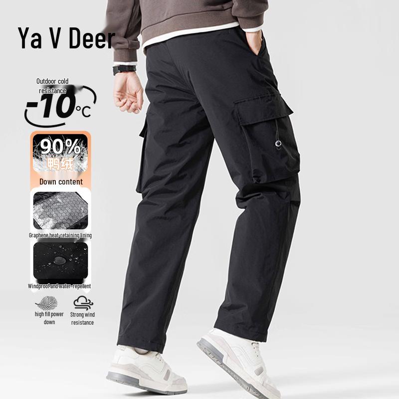 Yalu Men's 90% Duck Down Insulated Straight-Leg Cargo Pants