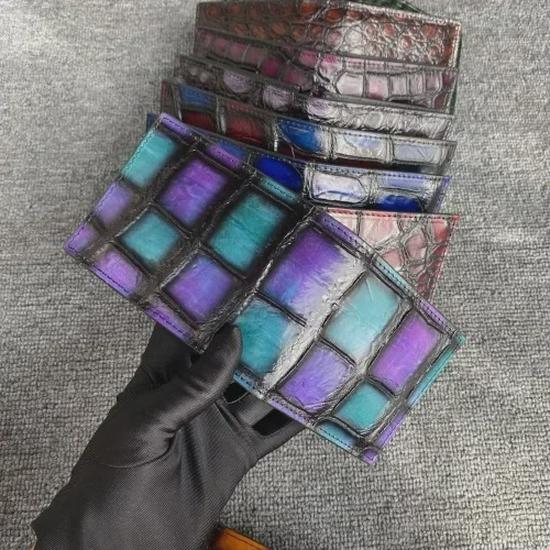 Men's Horizontal Crocodile Leather Wallet - Siamese Belly Pattern