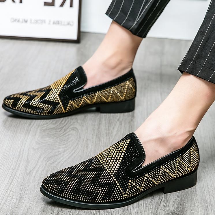 Britain Gentleman Designer New Men's Pointed Charm Rhinestone Formal Shoes Male Wedding Dress Homecoming Wedding Footwear